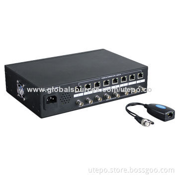 8-channel Video Balun, Power Server to 300m, Regulated 12V/1A Power, BNC Connector